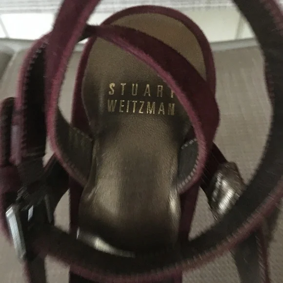Stuart Weitzman Plum Purple Suede Platform Heels Sz 7.5 - Picture 4 of 9